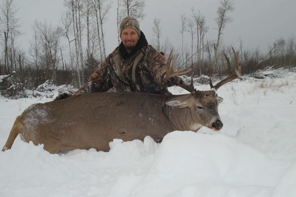 Big body 5×5 whitetail buck at Elusive Saskatchewan Whitetail Outfitter