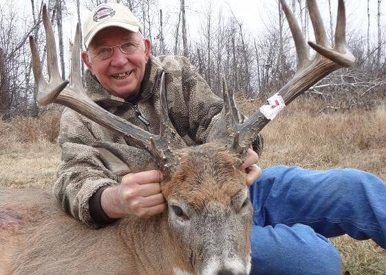 Big wide White Tail Deer Buck at Elusive Saskatchewan Whitetail Outfitter