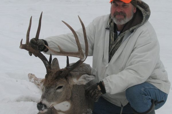 Tall racked 5×5 whitetail buck at Elusive Saskatchewan Whitetail Outfitter